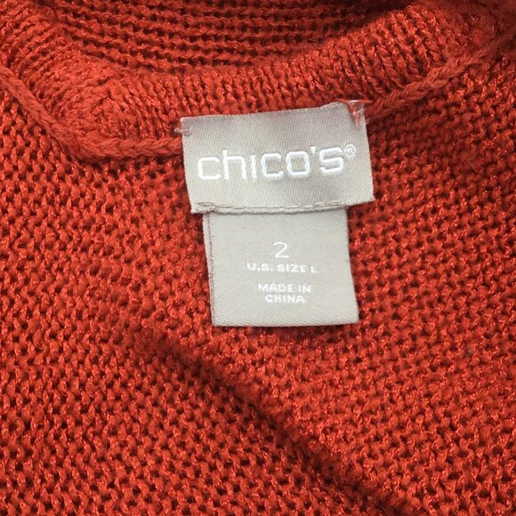 Chicos 3/4 Sleeve Crossback Pullover Sweater Rust Burnt Orange Medium - Picture 7 of 10